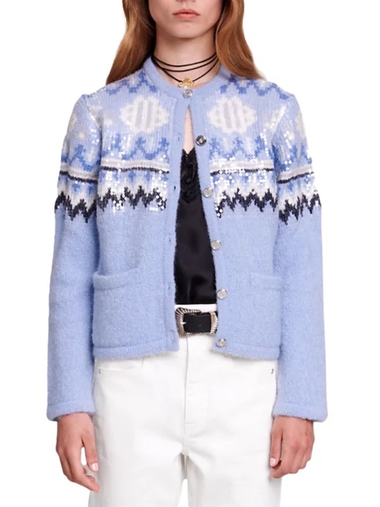 Maje Sweaters - Matalino Sequin Embellished Cardigan Sweater